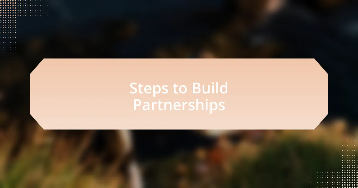Steps to Build Partnerships