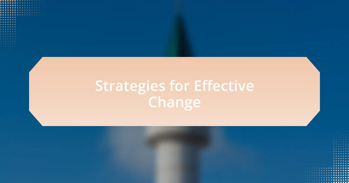 Strategies for Effective Change