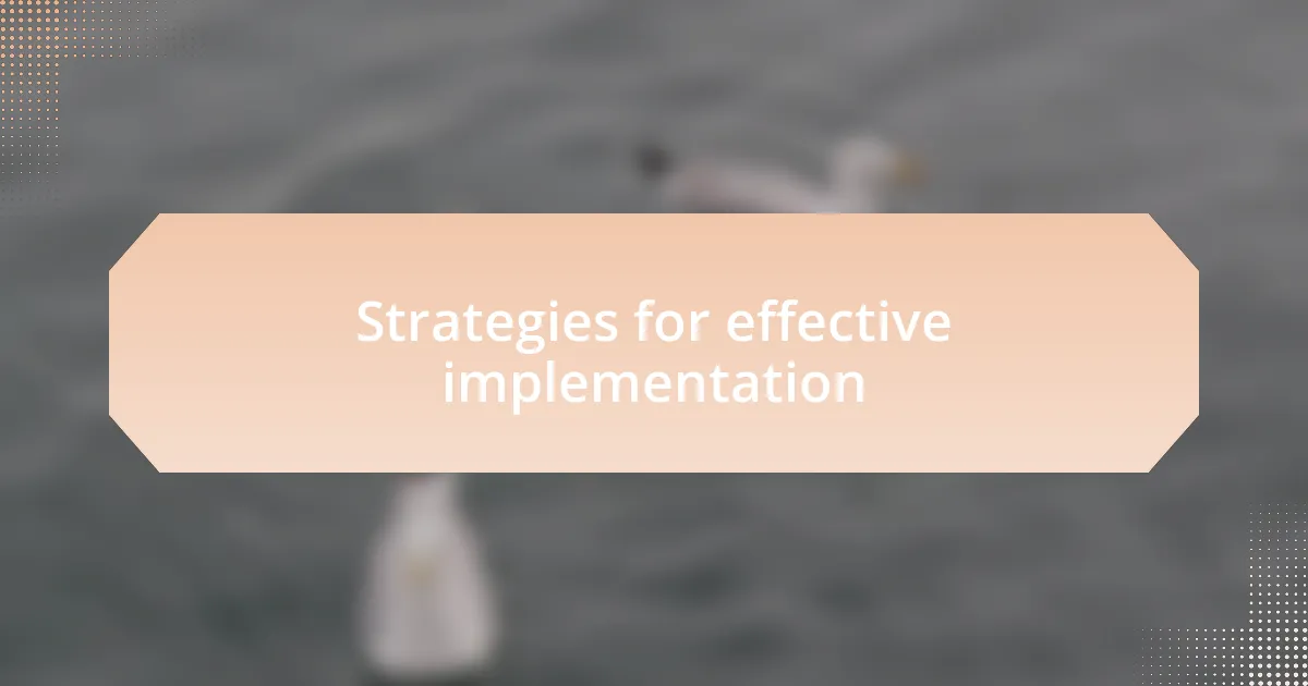 Strategies for effective implementation