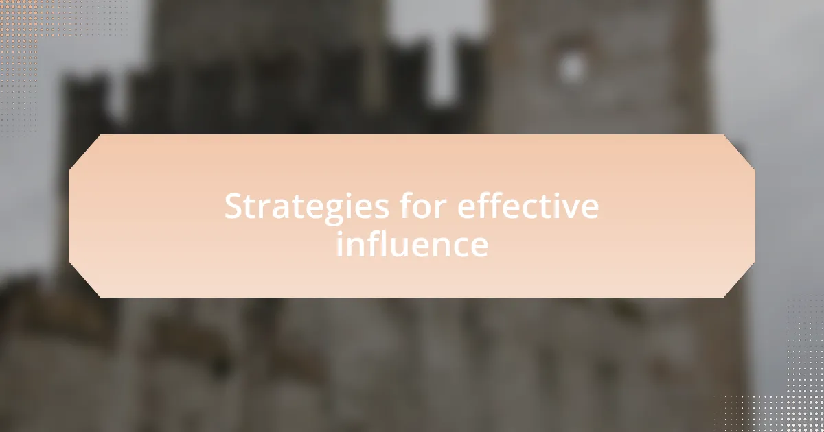 Strategies for effective influence
