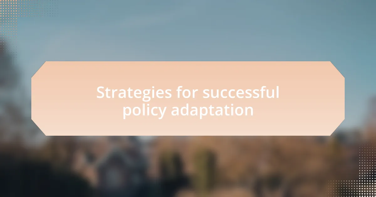 Strategies for successful policy adaptation