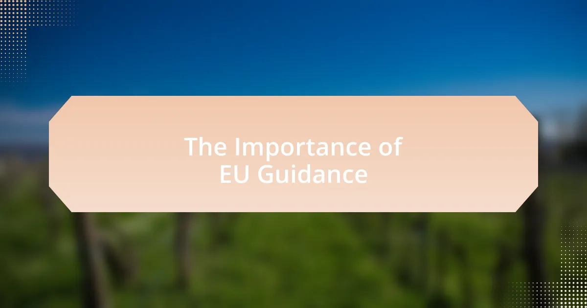 The Importance of EU Guidance