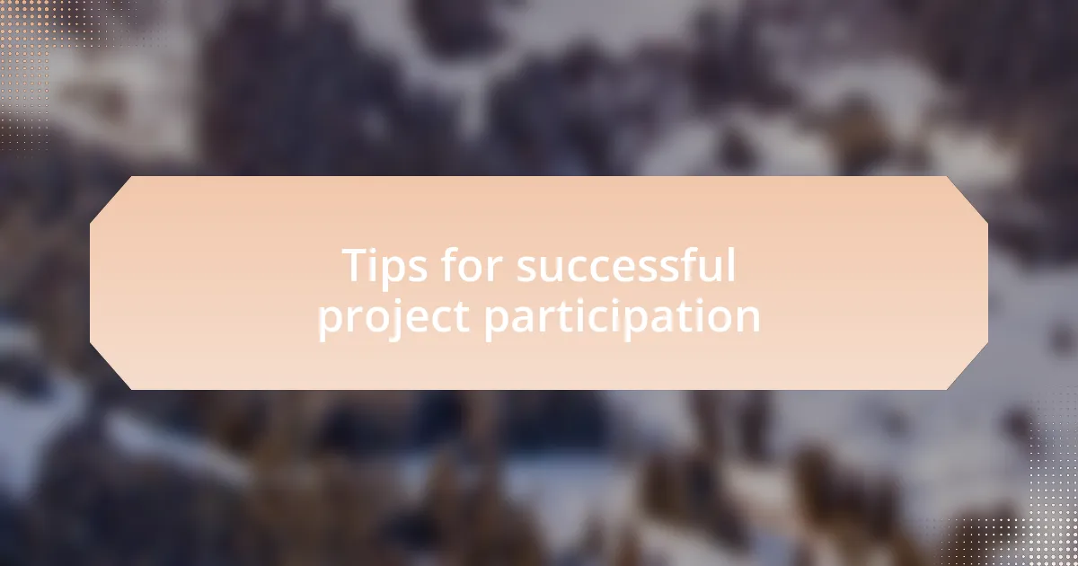 Tips for successful project participation