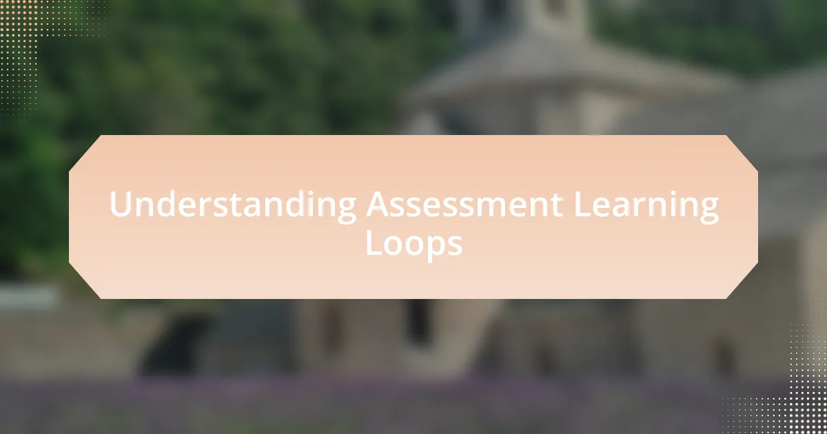 Understanding Assessment Learning Loops