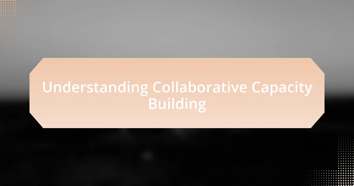 Understanding Collaborative Capacity Building