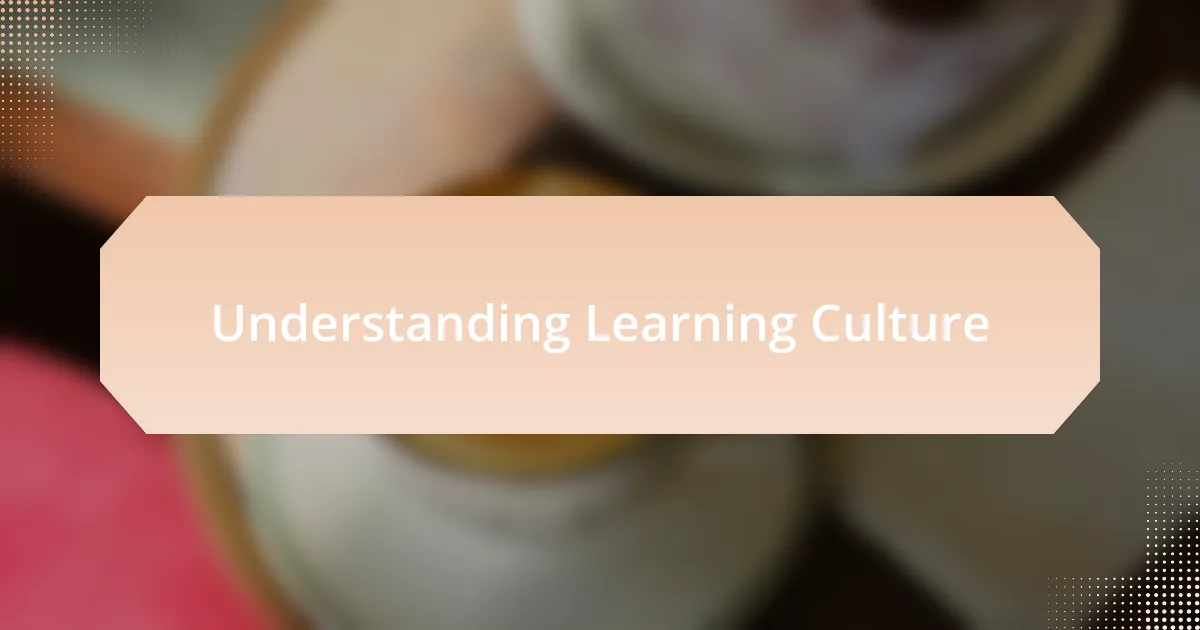 Understanding Learning Culture