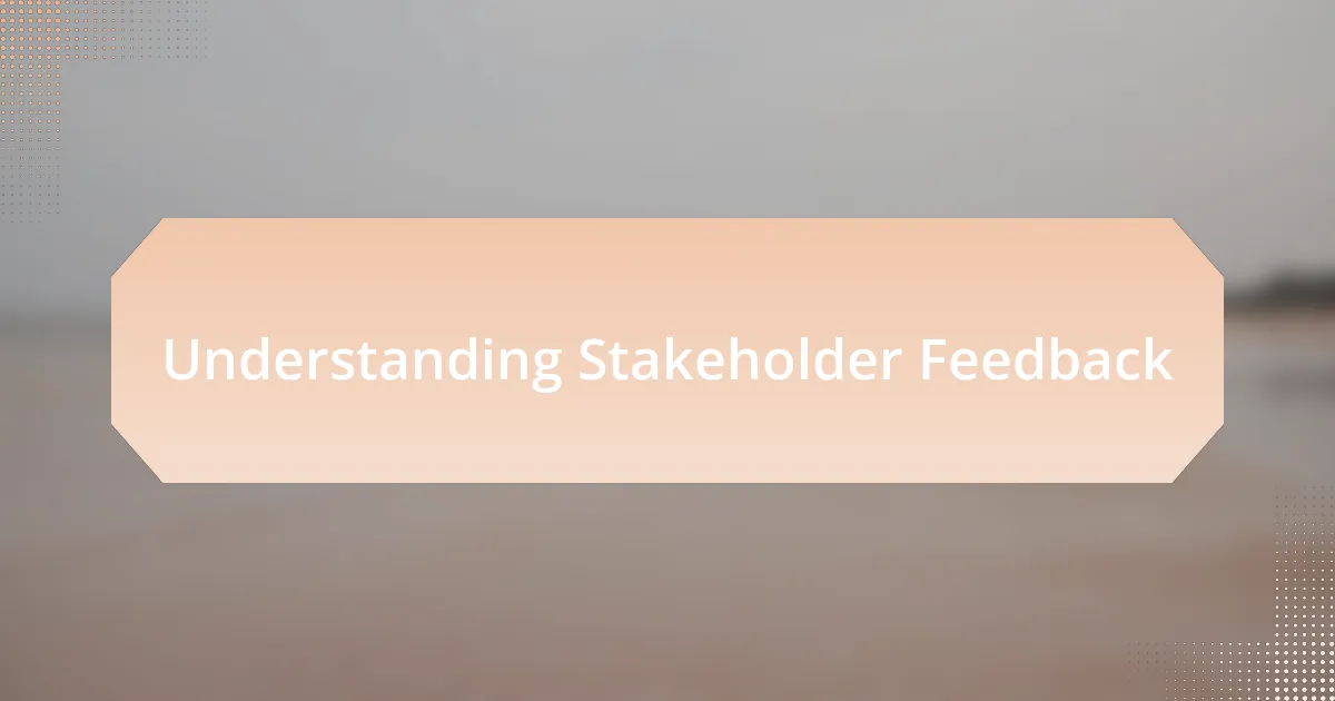 Understanding Stakeholder Feedback