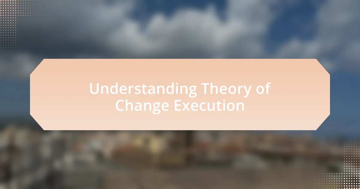 Understanding Theory of Change Execution