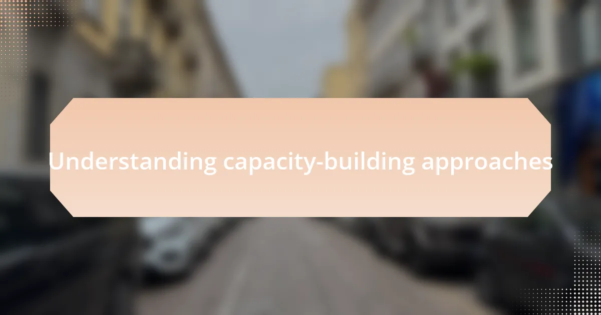 Understanding capacity-building approaches