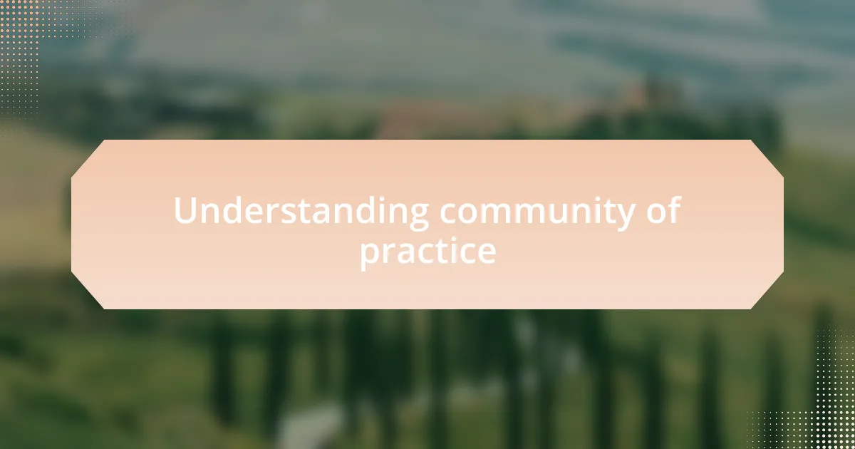 Understanding community of practice
