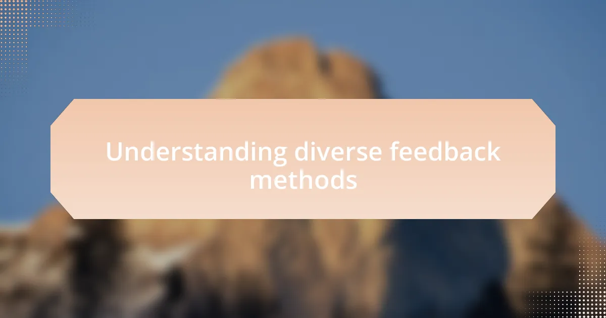Understanding diverse feedback methods