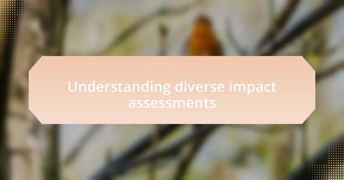 Understanding diverse impact assessments