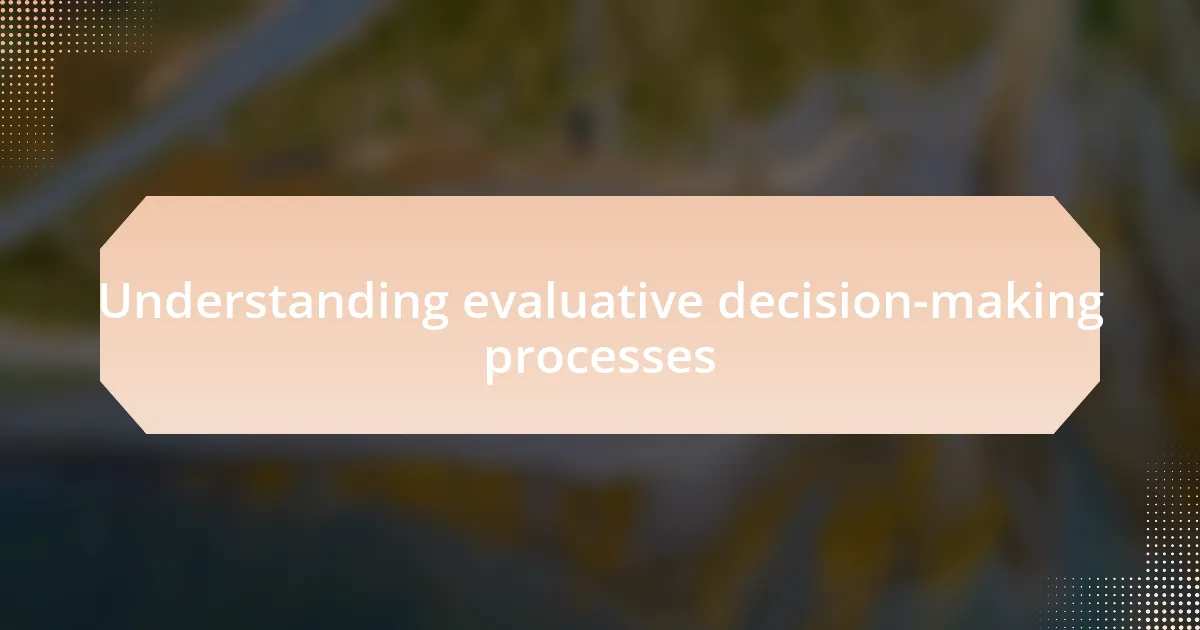 Understanding evaluative decision-making processes