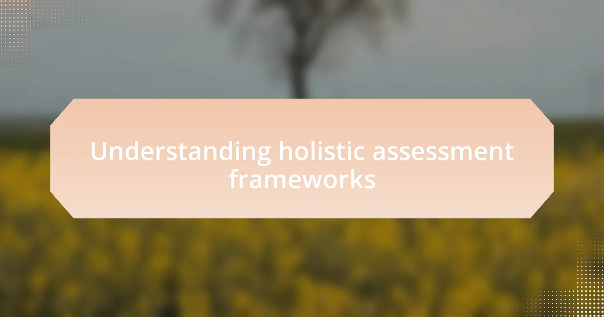 Understanding holistic assessment frameworks