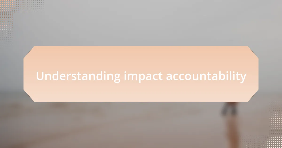 Understanding impact accountability
