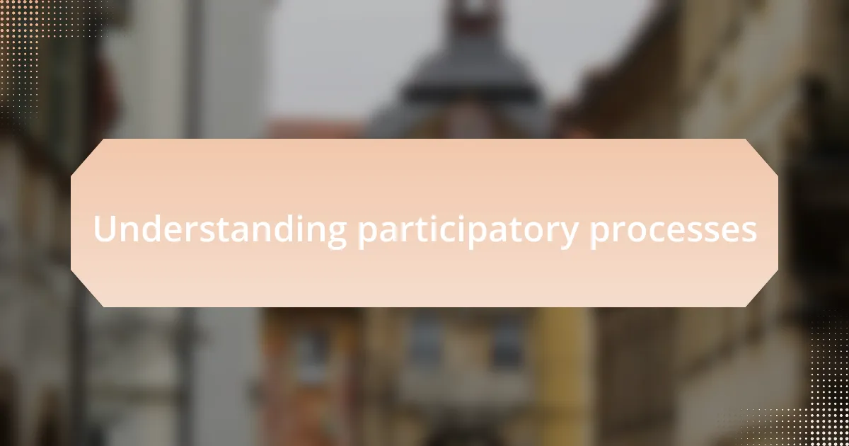 Understanding participatory processes