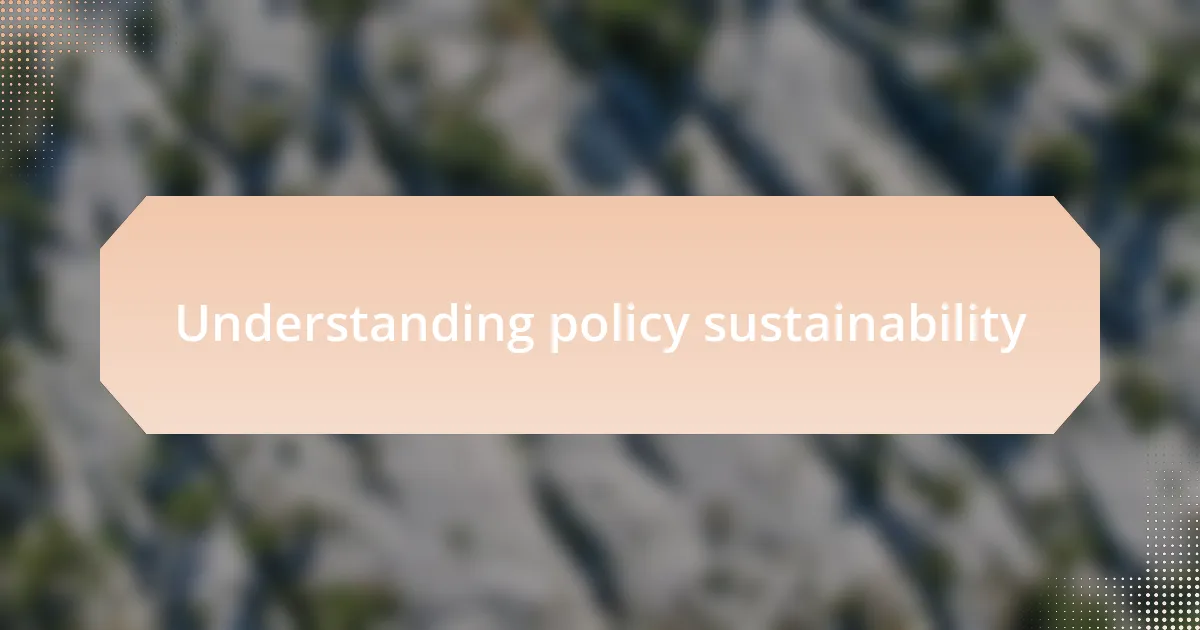Understanding policy sustainability