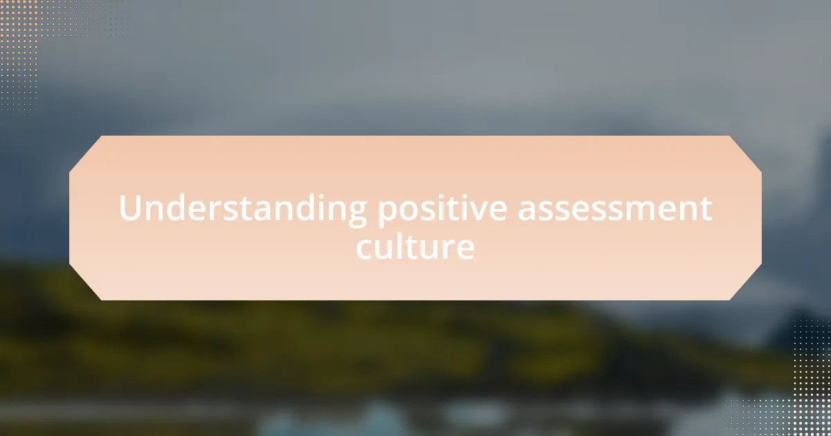 Understanding positive assessment culture