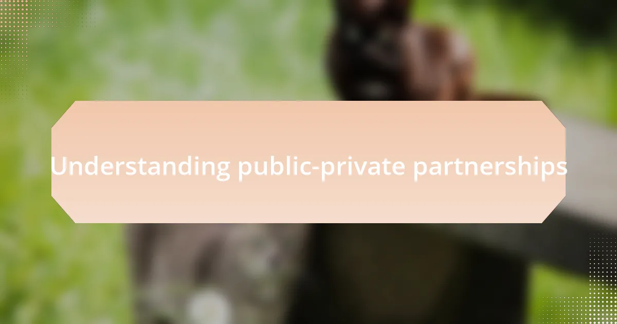 Understanding public-private partnerships