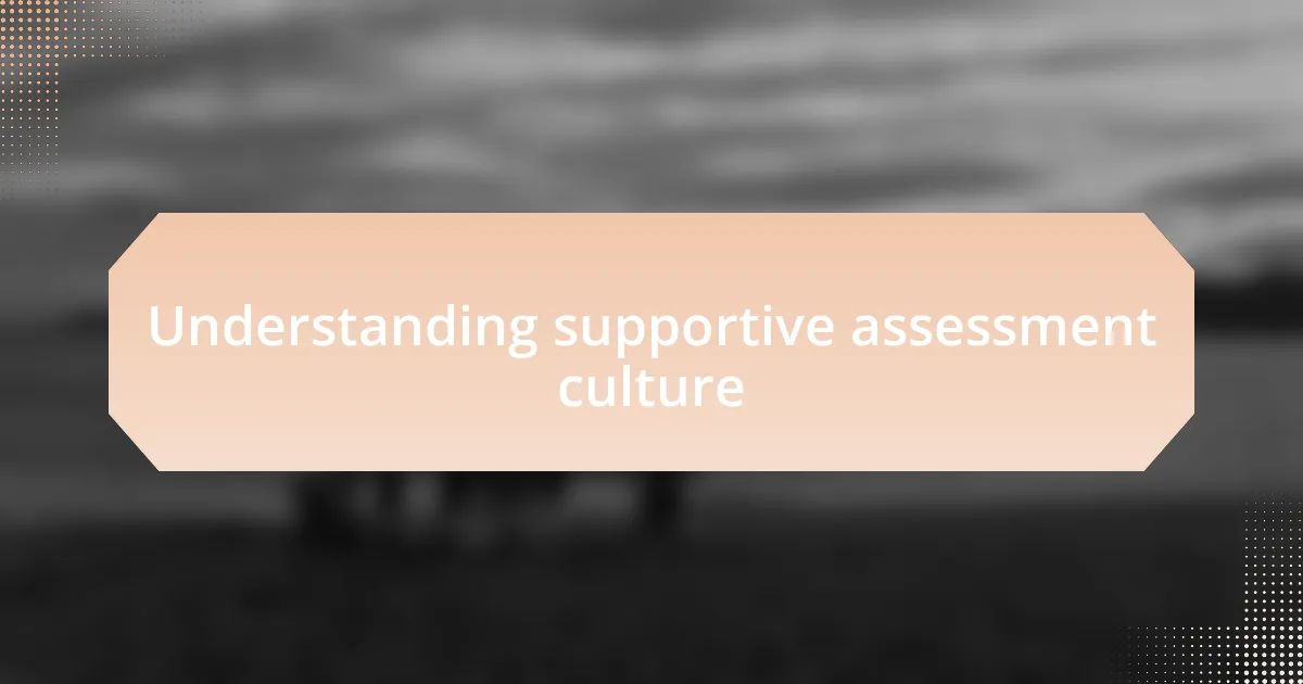 Understanding supportive assessment culture